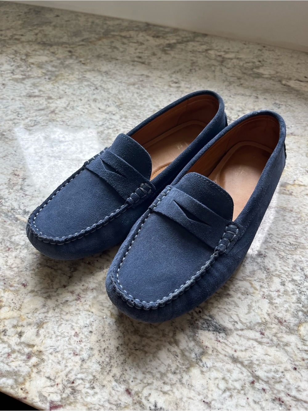 Women’s Navy Suede Penny Loafers